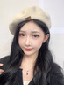 十竹韓版貝雷帽女新款春秋百搭顯臉小帽子羊毛蓓蕾帽保暖畫家帽報童帽 米色【不調(diào)頭型/舒適親膚】 曬單實拍圖