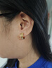 meluxe美奈 18K金菱格耳環(huán)簡(jiǎn)約時(shí)尚素金耳飾禮物高級感 生日禮物送老婆 【預售15天】約1.1g 曬單實(shí)拍圖