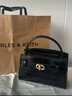 CHARLES&KEITH鱷魚(yú)紋凱莉包手提斜挎婚包包女包生日禮物CK2-50270880-1 Black黑色 S 曬單實(shí)拍圖