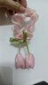 春季新款甜美百搭郁金香花朵大腸發(fā)圈感氣質(zhì)頭繩扎高馬尾發(fā)飾 郁金香飄帶發(fā)圈-粉色 曬單實(shí)拍圖