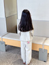 圖圖小象女童褲子2025秋裝新款兒童春秋女孩校服童裝運動褲中大童休閑衛(wèi)褲 杏灰色 140 身高約140cm 曬單實拍圖