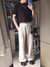 迪伽達cleanfit老錢(qián)風(fēng)亞麻休閑褲子男士春秋季新款闊腿西褲垂墜感直筒褲 SBXS-Q629杏色 XL 曬單實(shí)拍圖