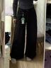 茵曼（INMAN）抓毛闊腿牛仔褲2025春秋季女裝新款洗水毛邊長(cháng)褲子 牛仔黑 27 曬單實(shí)拍圖
