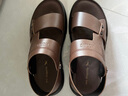 紅蜻蜓沙灘鞋男夏季中老年男士軟底牛皮兩穿皮涼鞋男鞋WTT25033棕色41 曬單實(shí)拍圖