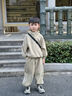 G.DUCKKIDS兒童套裝運動(dòng)休閑衛衣兩件套男童帥氣百搭衣服寶寶寬松韓版潮童裝 豆綠色 100 曬單實(shí)拍圖