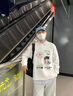 C.MATK男士衛衣春秋季新款圓領(lǐng)衛衣男潮牌印花打底衫上衣寬松長(cháng)袖T恤衫 白色 2XL 曬單實(shí)拍圖