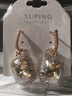 XUPING旭平首飾仿水晶輕奢枕頭耳扣女生宴會(huì )耳飾送生日禮物 香檳金色 1對 曬單實(shí)拍圖