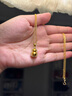 老鋪黃金古法手工足金項鏈 · 葫蘆（1號）鉆飾吊墜（金鏈款） 中號鎖骨鏈款金重約9.39g 曬單實(shí)拍圖