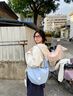 佐敘連帽條紋衛衣女2025早秋新款小個(gè)子慵懶風(fēng)氛圍感小狗刺繡拉鏈外套 杏色 （拉鏈款） XL （97-115斤） 曬單實(shí)拍圖