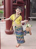 G.DUCKKIDS女童夏裝套裝兒童漢服少數民族風(fēng)服裝女寶寶傣族服飾舞蹈表演出服 黃色兩件套 110 曬單實(shí)拍圖