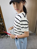 納維凱爾（Navigare）女童短袖針織衫夏季兒童短袖T恤冰爽透氣立體橫條黑白條160 曬單實拍圖