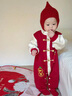 G.DUCKKIDS小黃鴨滿(mǎn)月嬰兒衣服春秋裝男寶寶連體衣唐裝百天宴周歲禮服抓周 紅色 73cm 建議3-6個(gè)月12-16斤cm 曬單實(shí)拍圖