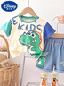 迪士尼（Disney）男童套裝純棉夏裝寶寶短袖兒童夏季衣服洋氣男寶嬰兒小童一歲童裝 小恐龍短袖套裝 80 曬單實(shí)拍圖