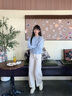 森馬（Semir）牛仔褲女冬季寬松分割抓毛拖地褲2025新款酷颯風(fēng)顯腿長(zhǎng)彎刀褲 奶白10501 XS 曬單實(shí)拍圖