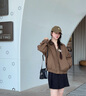 Teenie Weenie【趙露思同款】小熊女裝外套2025秋新款復(fù)古寬松少女巴恩風(fēng)夾克 棕色 L 曬單實(shí)拍圖