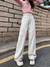 浪莎白色闊腿牛仔褲女秋季2025新款寬松高腰梨形遮胯顯瘦百搭拖地長(cháng)褲 曬單實(shí)拍圖