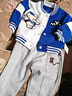 G.DUCKKIDS男童春裝三件套洋氣兒童衣服2025新款帥氣嬰兒韓版潮寶寶春秋套裝 綠色 MY毛巾繡棒球服三件套 73 cm 曬單實(shí)拍圖