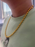 可穎圓珠黃金項鏈男9999足金霸氣大氣男士真金鏈實心空心金包銀光面鏈 金3克-總重約100克-10毫米 曬單實拍圖