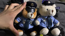 旭杉斯警察小熊玩偶交警小熊公仔消防救援活動宣傳禮品消防小熊 交警棕(兔毛)熊 25厘米【量大議價】 曬單實拍圖