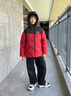 波司登25新款羽絨服男女兒童中長款5A抗菌絨保暖連帽外套T250246120Q 冰川熊紅9CX8 140 /64 約 130-140cm 30kg 曬單實拍圖