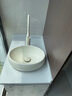 北陸日式創(chuàng  )意奶油風(fēng)橢圓陶瓷臺上盆家用洗臉盆陽(yáng)臺洗手盆酒店洗漱臺盆 奶油色【小號】40x30cm 全套（天鵝龍頭+角閥+配件） 曬單實(shí)拍圖