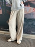 都市麗人闊腿褲女2026新款春秋款大碼女褲直筒褲休閑運動(dòng)褲高腰垂感糯米褲 曬單實(shí)拍圖