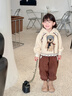 DUTRIEUX女童連帽衛衣套裝春秋季洋氣中小童衣服小女孩時(shí)髦休閑童裝兩件套 女童套裝【米色小熊】上衣+褲子 110 碼【建議身高100-110cm】 曬單實(shí)拍圖