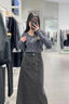 京多夢(mèng)半身裙女高腰2025春夏新款女裝裙擺開叉水洗長裙女裝裙子牛仔裙 黑灰色 L 【建議113-126斤】 曬單實(shí)拍圖