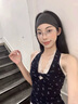 碎花掛脖吊帶背心女夏季2025新款修身設(shè)計感小眾蕾絲露背小上衣 藏藍(lán)色 L 曬單實(shí)拍圖
