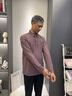 老爺車(chē)長(cháng)袖T恤男秋季新款華夫格面料中老年男裝翻領(lǐng)爸爸裝老人衣服 粉紫色 XL (180) 曬單實(shí)拍圖