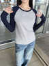 回力正肩長(cháng)袖t恤女2026春季新款純棉內搭打底衫學(xué)生撞色插肩拼接上衣 曬單實(shí)拍圖