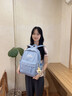 卡帝奢ins原宿風(fēng)初中生小眾設計感書(shū)包女高中大學(xué)生高顏值休閑雙肩背包 藍色【帶小酷毛球掛件】 曬單實(shí)拍圖