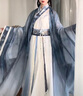 漢服中國風直裾全套女古裝衣服古風舞蹈改良裙子魏晉風大袖衫套裝 藍色大袖衫 S 曬單實拍圖