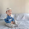 G.DUCKKIDS男童春裝小童嬰兒套裝嬰幼兒分體兩件套春秋一歲兒童寶寶開(kāi)春衣服 大象套裝淺藍色（春秋款） 100 適合身高90-95cm 曬單實(shí)拍圖