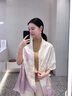 吳蠶里真絲雙面絲巾桑蠶絲花羅披肩女外搭新款提花圍巾 蕊香蓮蓮-芙蓉粉[禮盒包裝、代寫 曬單實拍圖