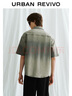 UR夏季新款男裝超寬松漸變暈染短袖牛仔襯衫UML840064 灰綠 L(XL-XXL) 曬單實(shí)拍圖