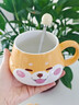 皓梵潔馬克陶瓷咖啡杯帶蓋帶勺水杯可愛(ài)創(chuàng  )意家用柴犬雙層杯子宿舍高顏值 可愛(ài)柴犬馬克杯帶勺【C款吐舌】 曬單實(shí)拍圖