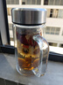 高硼硅雙層加厚茶水分離辦公杯大容量泡茶杯把手雙層加厚茶杯硬厚 鋼蓋辦公杯 400ml 1只 曬單實(shí)拍圖
