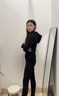 Carey Kay德絨發(fā)熱保暖褲女秋冬加絨加厚內(nèi)穿打底褲羊絨蠶絲高腰收腹羊毛褲 夜空黑 M 曬單實拍圖