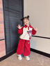 G.DUCKKIDS小黃鴨童裝哪咤兒童服裝女童套裝好看秋裝女孩秋季衣服休閑兩件套 紅色套裝 140 (建議125-135cm 7-8周歲） 曬單實(shí)拍圖