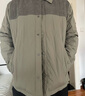 杰克·瓊斯（JACK&JONES）男裝衣服秋冬燈芯絨拼接輕薄羽絨服男短款夾克襯衫式外套男士保暖 E06 淺橄欖綠 XL 185 曬單實拍圖