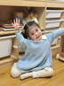幼歌（YOUGE）嬰幼兒2025秋季新款花邊娃娃領(lǐng)連衣裙純棉森系柔軟裙子 藍色 100 cm 曬單實拍圖