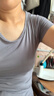 【免穿文胸】莫代爾女裝夏季短袖t恤女上衣罩杯一體修身打底衫女 深灰色 L （105-118斤） 曬單實(shí)拍圖