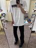 卡圖弛美式柳葉彎刀微喇牛仔褲男夏季潮流高街vibe修身顯瘦窄版長褲子 黑色 XL 曬單實(shí)拍圖