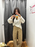 優(yōu)衣庫女裝針織廓形長(cháng)褲/彎刀鐮刀褲子25秋冬新款483722 475344 483722/32深米色 L 曬單實(shí)拍圖