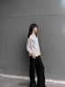 哈吉斯（HAZZYS）女裝 秋季女士襯衣條紋通勤長袖休閑襯衫女ASCSK1CCX07 酒紅色WN M (160/84A 38) 曬單實拍圖