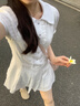 LIZONGXI學(xué)院風(fēng)白色泡泡袖襯衫連衣裙子女夏季法式氣質(zhì)小個(gè)子收腰甜美短裙 白色【裙子+短褲】 M 【111-110】 曬單實(shí)拍圖