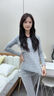 芬也（FENYE）孕婦秋衣秋褲套裝純棉A類哺乳睡衣家居服月子服 灰色熊 L【115-125斤】 曬單實拍圖