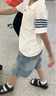 左西童裝男童牛仔短褲防褪色夏裝2025新款兒童夏季中褲 牛仔色 130 曬單實(shí)拍圖