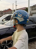 野馬（YEMA）兒童頭盔3C認證電動(dòng)車(chē)摩托車(chē)四季半盔男孩女孩新國標電瓶車(chē)安全帽3-16歲 星藍酷崽喵【透明長(cháng)鏡】 均碼-可調節（3-16歲適用） 曬單實(shí)拍圖